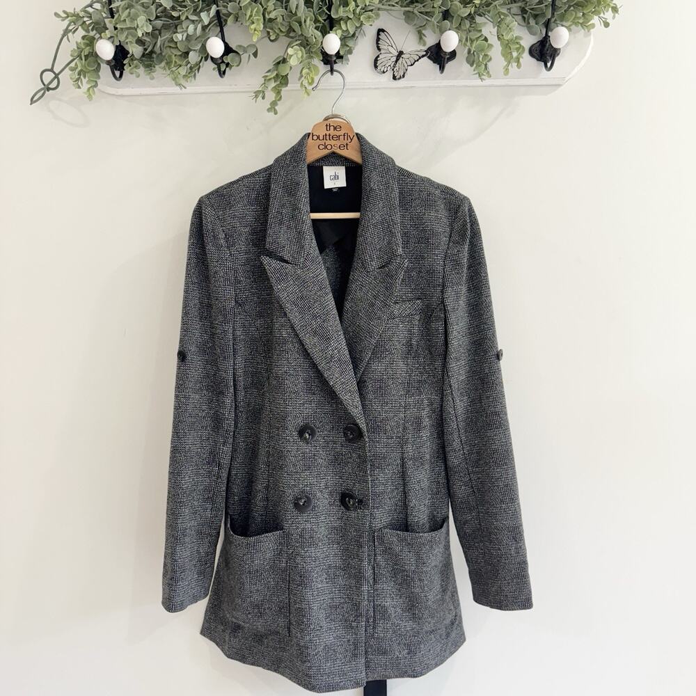 CAbi 3728 Bond Blazer Grey Herringbone With Belt Small KD corporate career